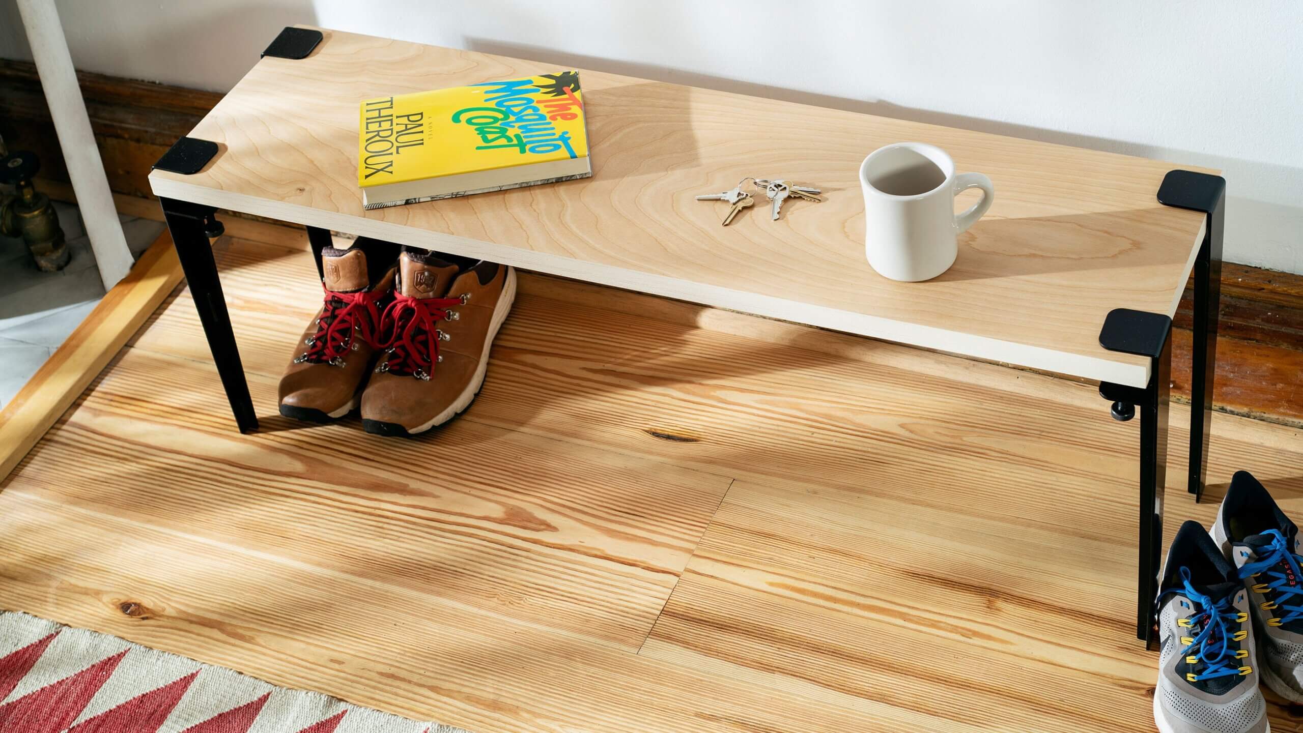 Solid Wood Bench, Natural Suar Wood Console, Rustic Entryway Table, Modern Classic Wood and Metal Table, Farmhouse Foyer Table