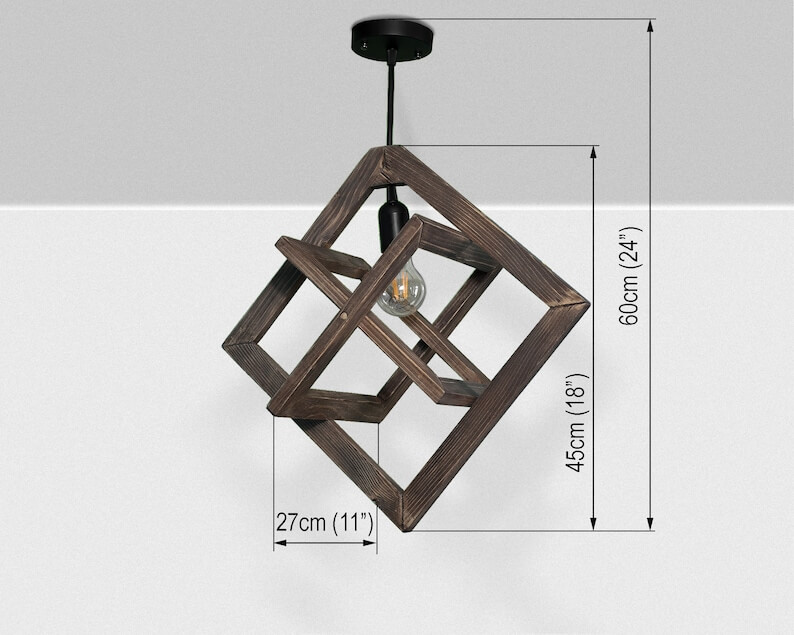 Wooden hanging lamp, Wood lamp, Pendant lighting, Wooden lamp, Wooden chandelier, Hanging lamp, Ceiling lamp, Pendant wood lamp - Image 3