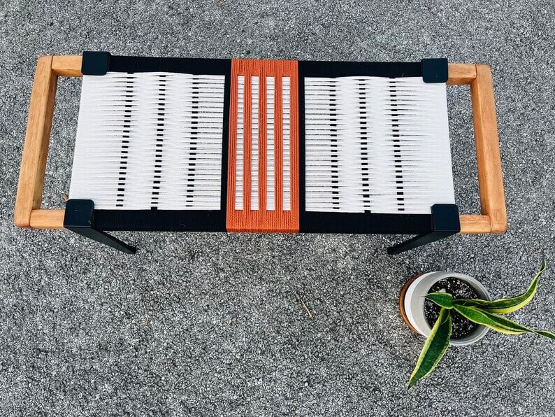 Stylish Hand Woven Bench, Wooden Hand Woven Bench - Image 3