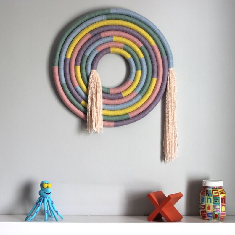 Round Handmade Macrame Wall Hanging, Tapestry Wall Hanging