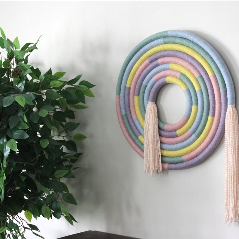 Round Handmade Macrame Wall Hanging, Tapestry Wall Hanging - Image 2