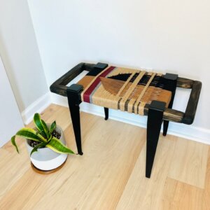 Hand Woven Stool, Boho modern stool, Center Table , End of Bed Bench, Side Bench, Minimalist Bench