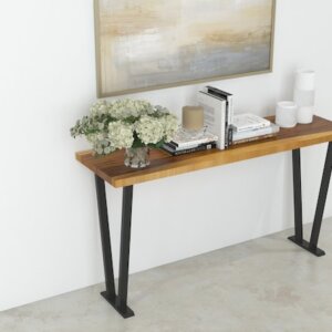 Solid Wood Console Table, Wood Console, Decorative Entryway Table, Modern Classic Wood and Metal Table