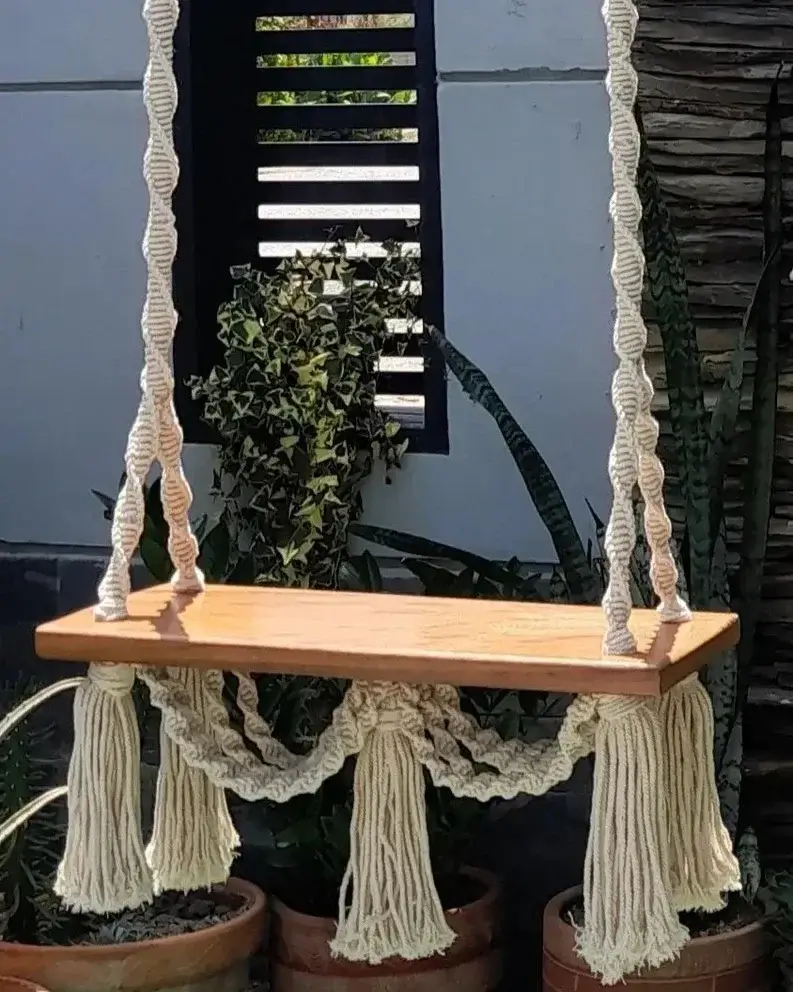 Handmade Macrame Swing,Wooden Swing