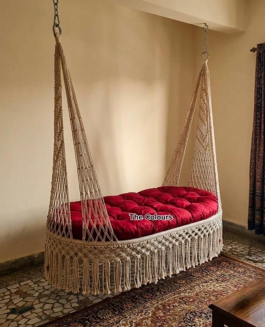 Handmade Macrame Swing Bed, Swing Bed For 2 Persons, Indoor & outdoor Swing Hammock