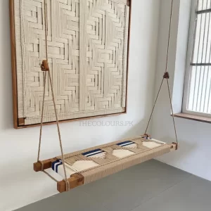 Hand Woven Swing, Boho Swing For 2 Persons, Outdoor/Indoor Swing, Rocking Bench, Hanging Bench