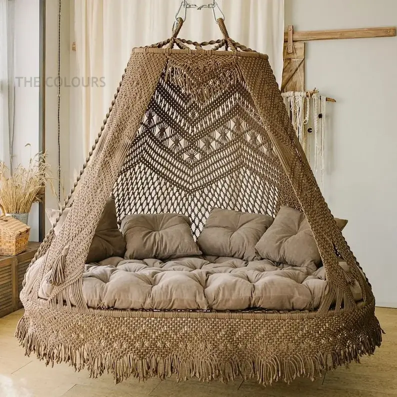 Macrame Swing Bed, Large Family Swing, Hammock Bed