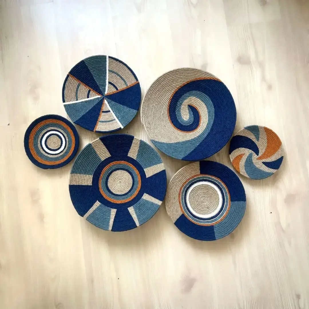 Handmade Wall Plates, Boho Wall Plates, Wall Plates Set of 6