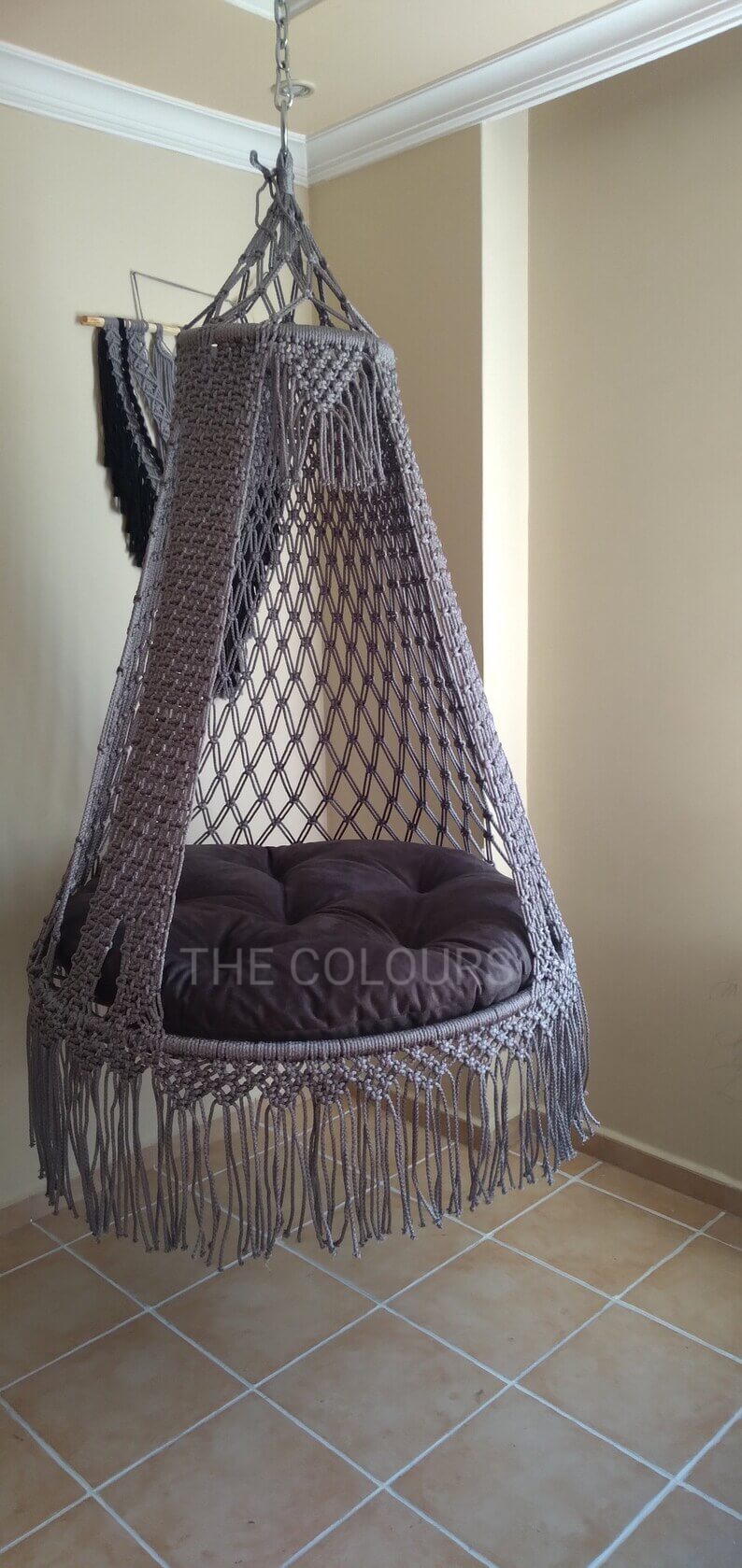 Macrame Swing Chair, Handmade Macrame Swing, Decorative Swing Stylish Hammock - Image 2