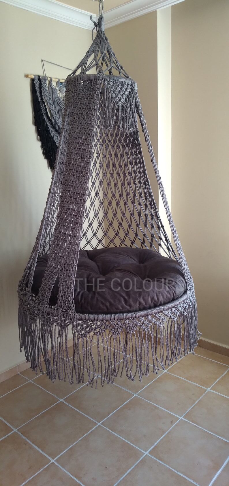 Macrame Swing Chair, Handmade Macrame Swing, Decorative Swing Stylish Hammock - Image 3